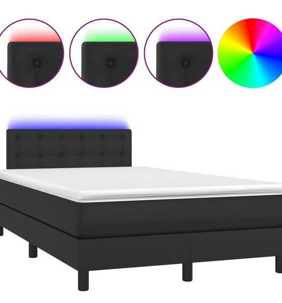 Boxspringbett mit Matratze & LED Schwarz 120x190 cm Kunstleder