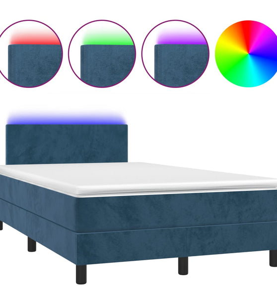 Boxspringbett mit Matratze & LED Dunkelblau 120x190 cm Samt