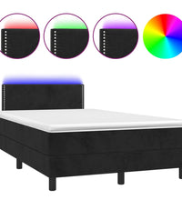Boxspringbett mit Matratze & LED Schwarz 120x190 cm Samt