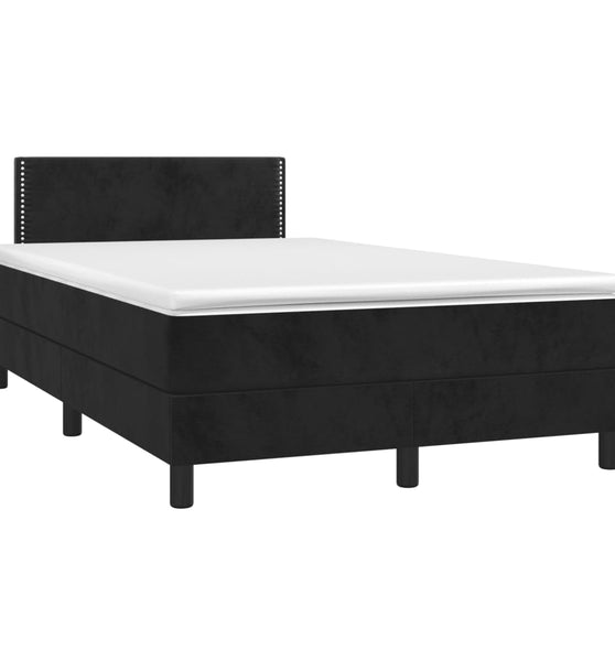 Boxspringbett mit Matratze & LED Schwarz 120x190 cm Samt