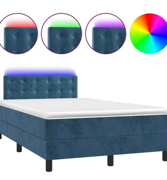 Boxspringbett mit Matratze & LED Dunkelblau 120x190 cm Samt