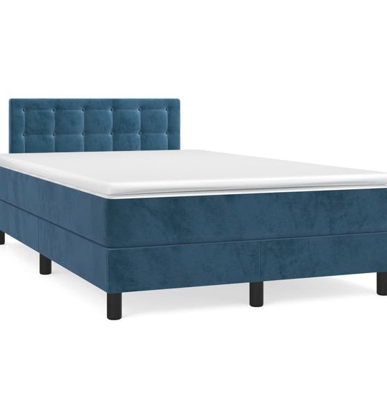 Boxspringbett mit Matratze & LED Dunkelblau 120x190 cm Samt