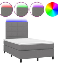 Boxspringbett mit Matratze & LED Dunkelgrau 120x190 cm Stoff