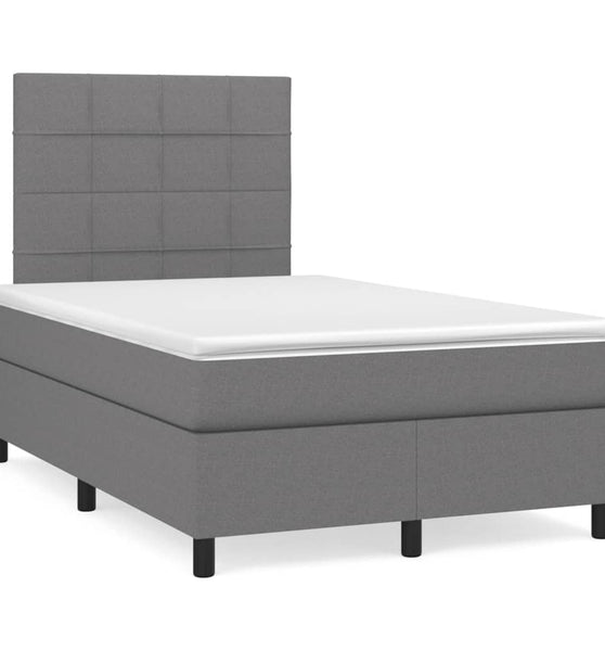 Boxspringbett mit Matratze & LED Dunkelgrau 120x190 cm Stoff
