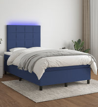 Boxspringbett mit Matratze & LED Blau 120x190 cm Stoff