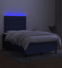 Boxspringbett mit Matratze & LED Blau 120x190 cm Stoff