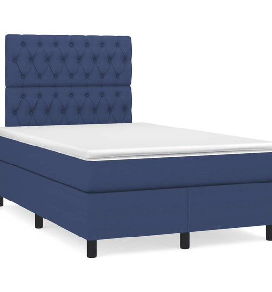 Boxspringbett mit Matratze & LED Blau 120x190 cm Stoff