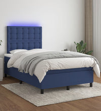 Boxspringbett mit Matratze & LED Blau 120x190 cm Stoff