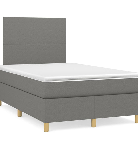 Boxspringbett mit Matratze & LED Dunkelgrau 120x190 cm Stoff
