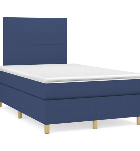 Boxspringbett mit Matratze & LED Blau 120x190 cm Stoff