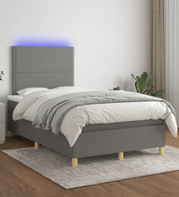 Boxspringbett mit Matratze & LED Dunkelgrau 120x190 cm Stoff