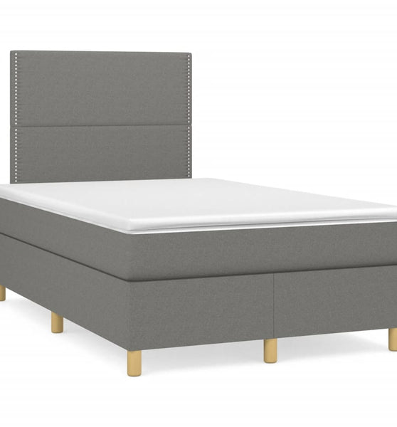 Boxspringbett mit Matratze & LED Dunkelgrau 120x190 cm Stoff