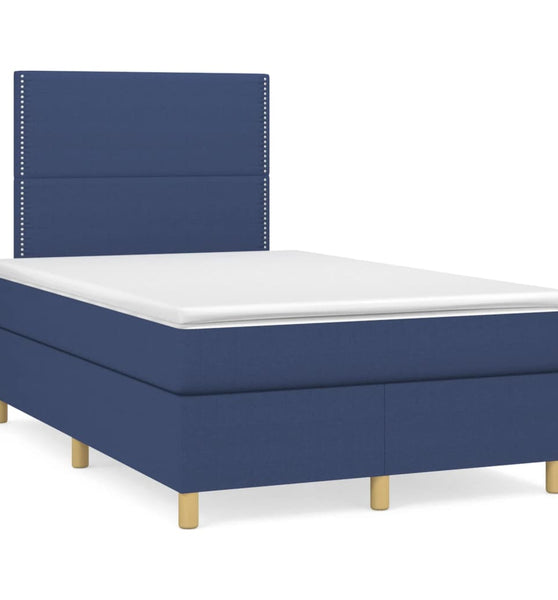 Boxspringbett mit Matratze & LED Blau 120x190 cm Stoff