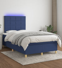 Boxspringbett mit Matratze & LED Blau 120x190 cm Stoff