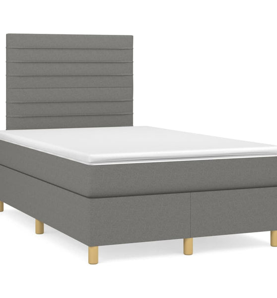 Boxspringbett mit Matratze & LED Dunkelgrau 120x190 cm Stoff