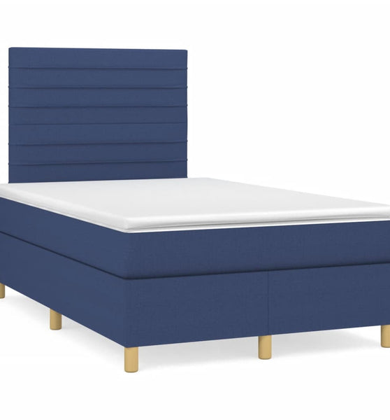 Boxspringbett mit Matratze & LED Blau 120x190 cm Stoff