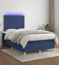 Boxspringbett mit Matratze & LED Blau 120x190 cm Stoff