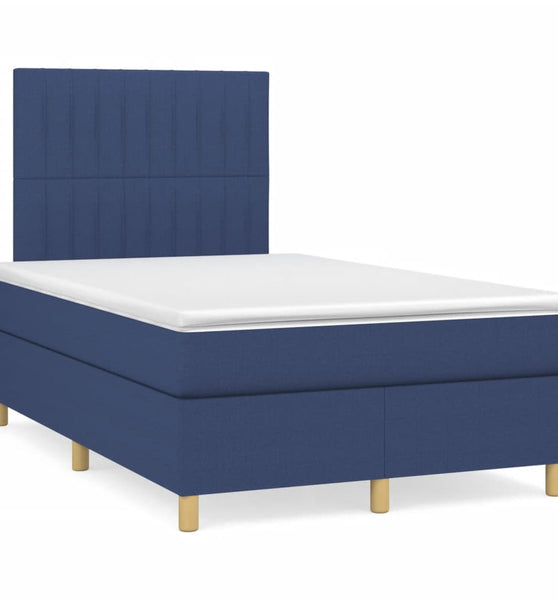 Boxspringbett mit Matratze & LED Blau 120x190 cm Stoff