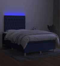 Boxspringbett mit Matratze & LED Blau 120x190 cm Stoff