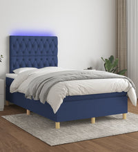 Boxspringbett mit Matratze & LED Blau 120x190 cm Stoff