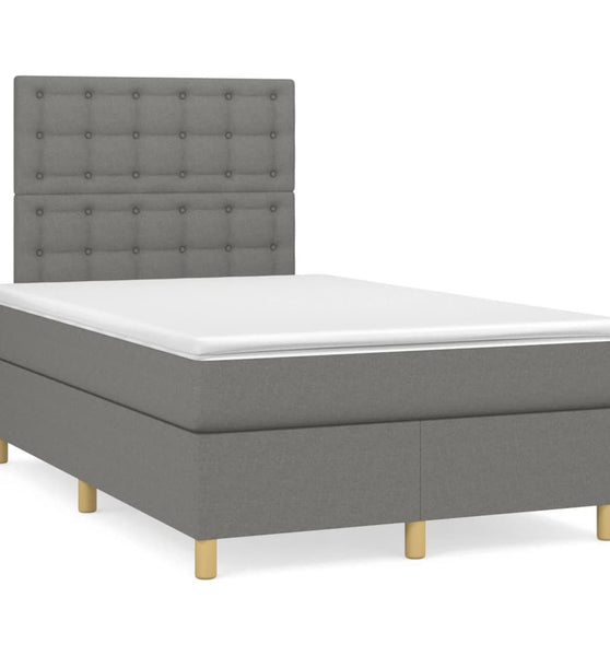 Boxspringbett mit Matratze & LED Dunkelgrau 120x190 cm Stoff