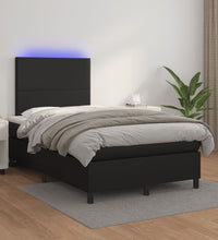 Boxspringbett mit Matratze & LED Schwarz 120x190 cm Kunstleder
