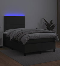 Boxspringbett mit Matratze & LED Schwarz 120x190 cm Kunstleder