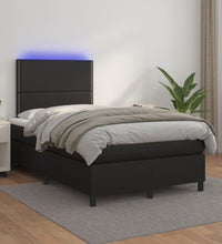 Boxspringbett mit Matratze & LED Schwarz 120x190 cm Kunstleder