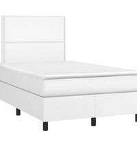 Boxspringbett mit Matratze & LED Weiß 120x190 cm Kunstleder