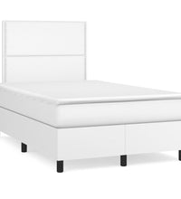 Boxspringbett mit Matratze & LED Weiß 120x190 cm Kunstleder