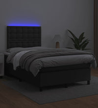 Boxspringbett mit Matratze & LED Schwarz 120x190 cm Kunstleder
