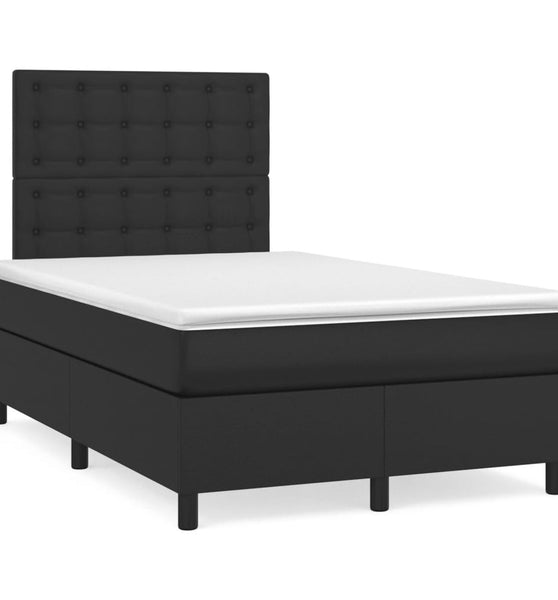 Boxspringbett mit Matratze & LED Schwarz 120x190 cm Kunstleder
