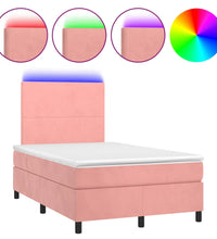 Boxspringbett mit Matratze & LED Rosa 120x190 cm Samt