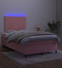 Boxspringbett mit Matratze & LED Rosa 120x190 cm Samt