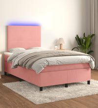 Boxspringbett mit Matratze & LED Rosa 120x190 cm Samt