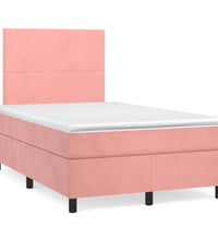 Boxspringbett mit Matratze & LED Rosa 120x190 cm Samt