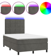 Boxspringbett mit Matratze & LED Dunkelgrau 120x190 cm Samt