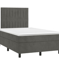 Boxspringbett mit Matratze & LED Dunkelgrau 120x190 cm Samt