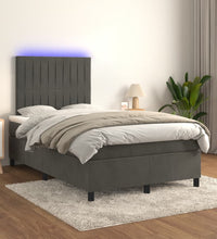 Boxspringbett mit Matratze & LED Dunkelgrau 120x190 cm Samt