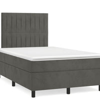 Boxspringbett mit Matratze & LED Dunkelgrau 120x190 cm Samt