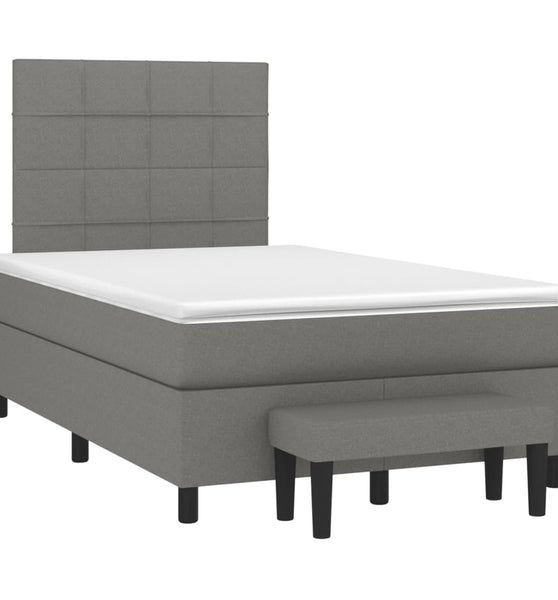 Boxspringbett mit Matratze Dunkelgrau 120x190 cm Stoff
