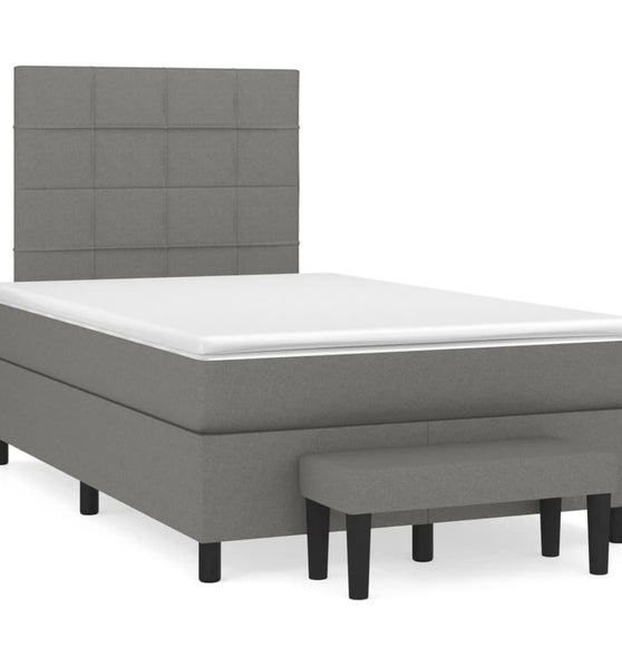 Boxspringbett mit Matratze Dunkelgrau 120x190 cm Stoff