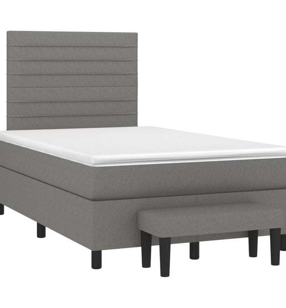 Boxspringbett mit Matratze Dunkelgrau 120x190 cm Stoff