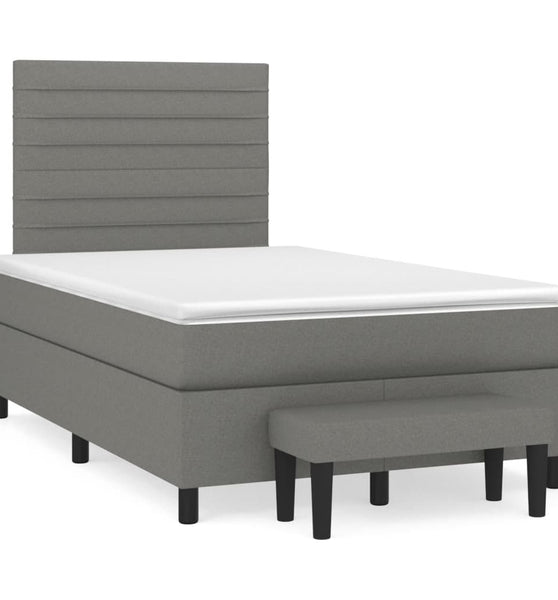 Boxspringbett mit Matratze Dunkelgrau 120x190 cm Stoff