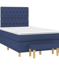Boxspringbett mit Matratze Blau 120x190 cm Stoff