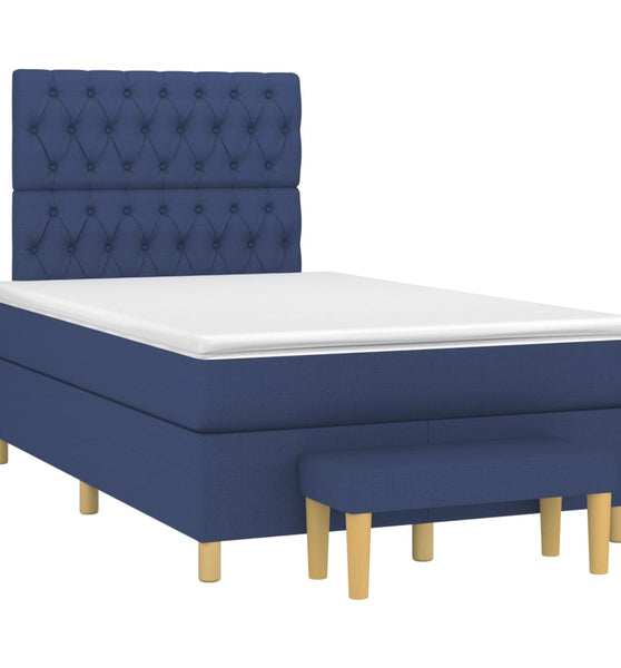 Boxspringbett mit Matratze Blau 120x190 cm Stoff
