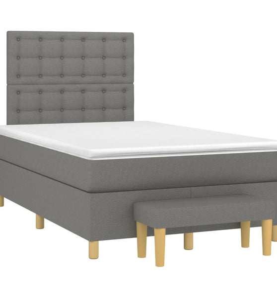 Boxspringbett mit Matratze Dunkelgrau 120x190 cm Stoff