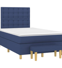 Boxspringbett mit Matratze Blau 120x190 cm Stoff