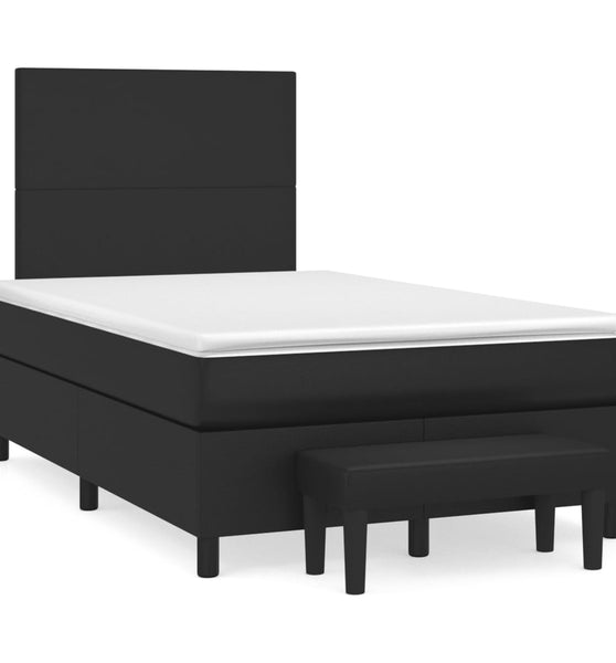 Boxspringbett mit Matratze Schwarz 120x190 cm Kunstleder