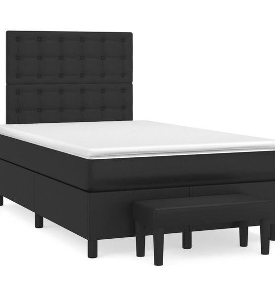Boxspringbett mit Matratze Schwarz 120x190 cm Kunstleder